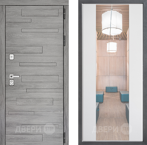 Входная металлическая Дверь Дверной континент ДК-10 ФЛЗ-1 Зеркало Белый софт в Троицк