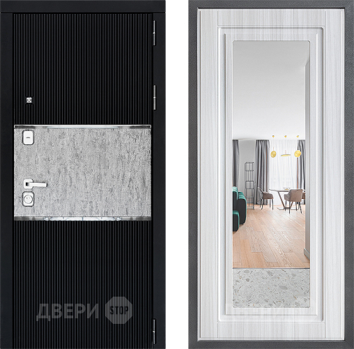 Входная металлическая Дверь Дверной континент ДК-13 ФЛЗ Зеркало Сандал белый в Троицк