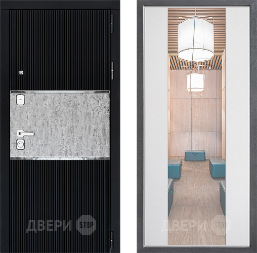 Входная металлическая Дверь Дверной континент ДК-13 ФЛЗ-1 Зеркало Белый софт в Троицк