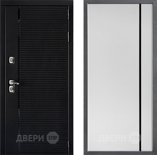 Входная металлическая Дверь Дверной континент ДК-1 ФЛ-757 Черное Стекло Софт милк в Троицк