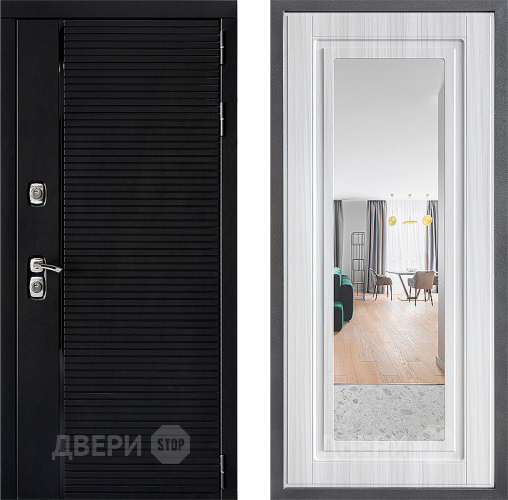 Входная металлическая Дверь Дверной континент ДК-1 ФЛЗ Зеркало Сандал белый в Троицк