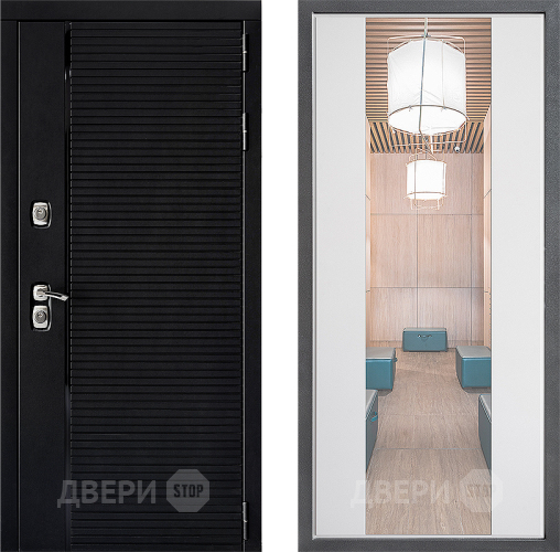 Входная металлическая Дверь Дверной континент ДК-1 ФЛЗ-1 Зеркало Белый софт в Троицк