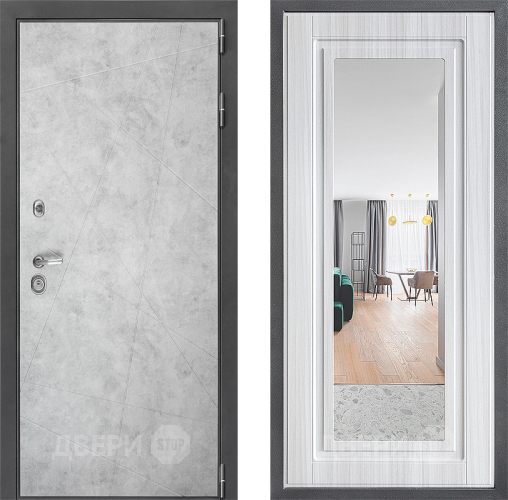 Входная металлическая Дверь Дверной континент ДК-3/743 ФЛЗ Зеркало Сандал белый в Троицк
