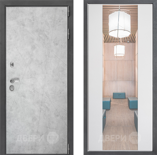 Входная металлическая Дверь Дверной континент ДК-3/743 ФЛЗ-1 Зеркало Белый софт в Троицк