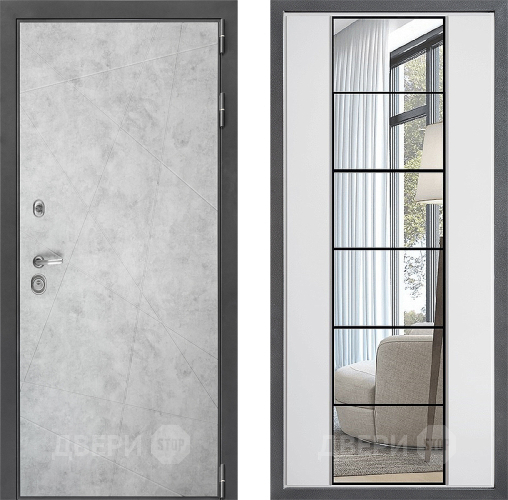 Входная металлическая Дверь Дверной континент ДК-3/743 ФЛЗ-2 Зеркало Белый софт в Троицк