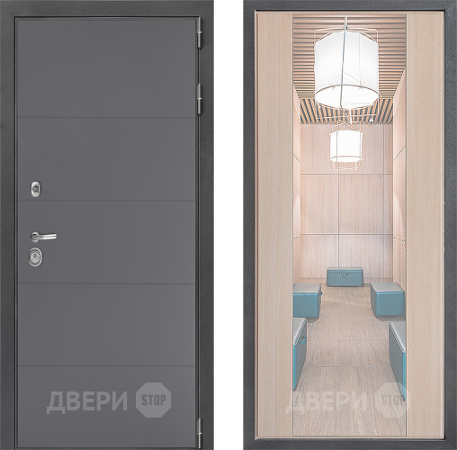 Входная металлическая Дверь Дверной континент ДК-3/649 ФЛЗ-1 Зеркало Капучино в Троицк