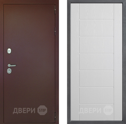 Входная металлическая Дверь Дверной континент Рубикон Медь Дизайн ФЛ-Лайн Белое дерево в Троицк