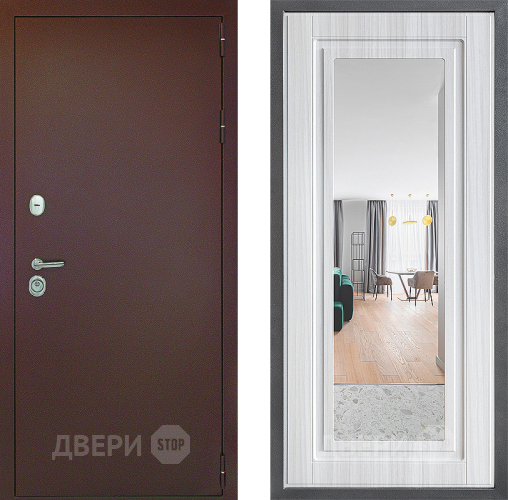 Дверь Дверной континент Рубикон Медь Дизайн ФЛЗ Зеркало Сандал белый в Троицк
