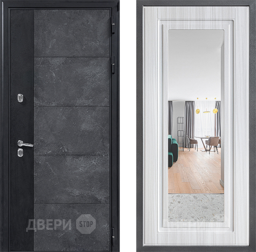 Входная металлическая Дверь Дверной континент ДК-15 Бетон ТЕРМО ФЛЗ Зеркало Сандал белый в Троицк