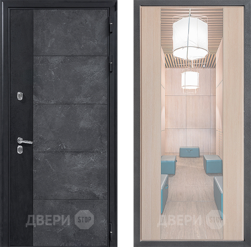 Входная металлическая Дверь Дверной континент ДК-15 Бетон ТЕРМО ФЛЗ-1 Зеркало Капучино в Троицк