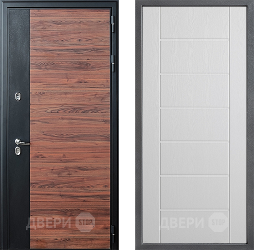 Входная металлическая Дверь Дверной континент ДК-15 Красное Дерево ТЕРМО ФЛ-Лайн Белое дерево в Троицк