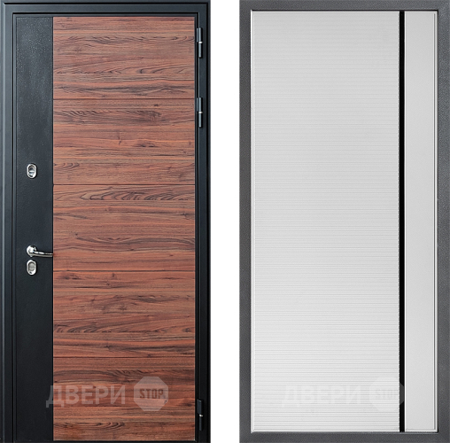 Входная металлическая Дверь Дверной континент ДК-15 Красное Дерево ТЕРМО ФЛ-757 Черное Стекло Софт милк в Троицк