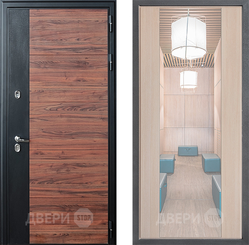 Входная металлическая Дверь Дверной континент ДК-15 Красное Дерево ТЕРМО ФЛЗ-1 Зеркало Капучино в Троицк