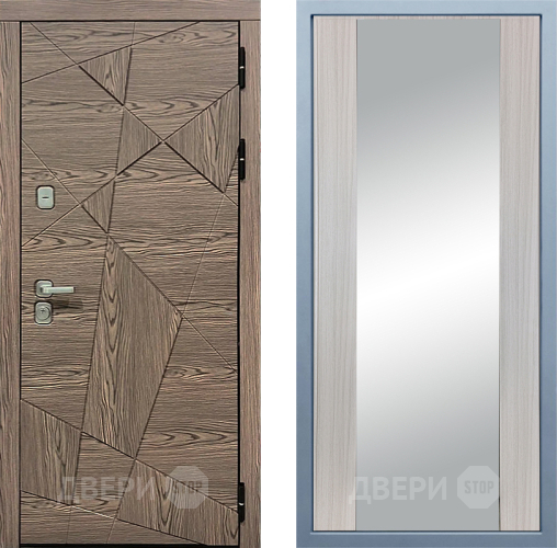 Входная металлическая Дверь Дива МД-97/2 Д-15 Зеркало Сандал белый в Троицк
