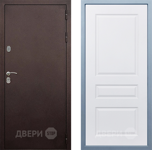 Входная металлическая Дверь Дива МД-40 Медь Д-13 Белый в Троицк