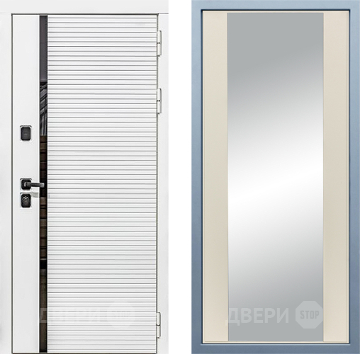Входная металлическая Дверь Дива МХ-45 Белая STR Д-15 Зеркало Шампань в Троицк