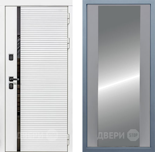 Входная металлическая Дверь Дива МХ-45 Белая STR Д-15 Зеркало Силк Маус в Троицк