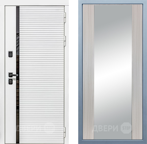 Входная металлическая Дверь Дива МХ-45 Белая STR Д-15 Зеркало Сандал белый в Троицк