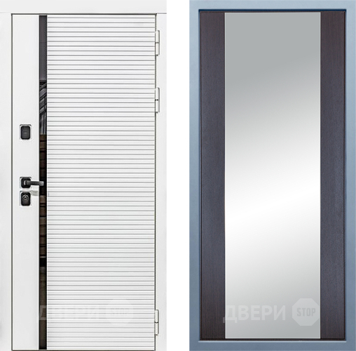 Входная металлическая Дверь Дива МХ-45 Белая STR Д-15 Зеркало Венге в Троицк
