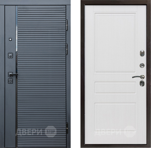 Входная металлическая Дверь Престиж Черная Линия Классика Белое дерево в Троицк