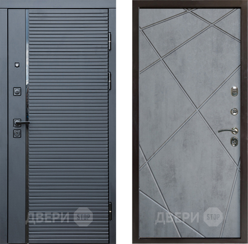 Входная металлическая Дверь Престиж Черная Линия Лучи Бетон темный в Троицк