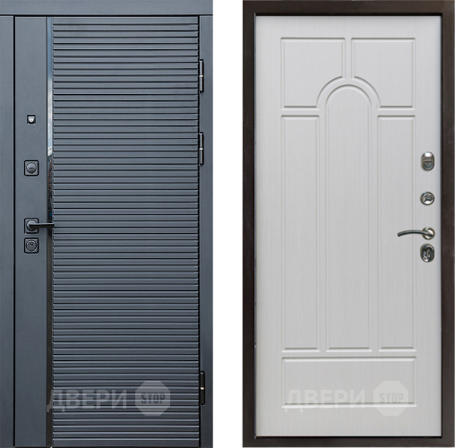 Входная металлическая Дверь Престиж Черная Линия Арка Лиственница белая в Троицк