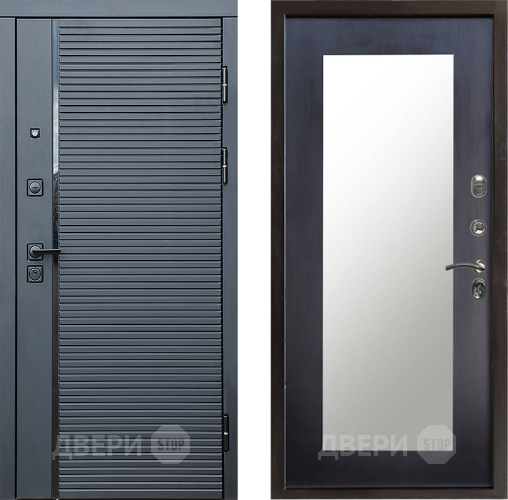 Входная металлическая Дверь Престиж Черная Линия Зеркло Пастораль Венге в Троицк