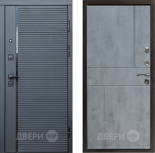 Входная металлическая Дверь Престиж Черная Линия Горизонт Бетон темный в Троицк