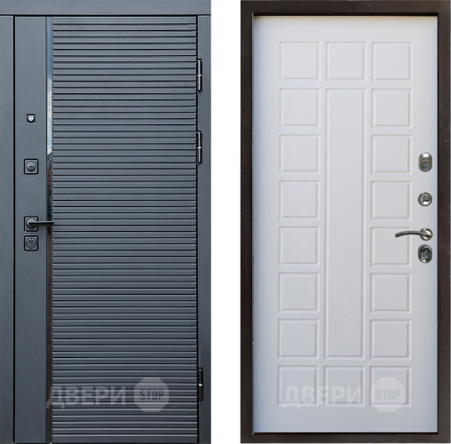 Входная металлическая Дверь Престиж Черная Линия Престиж Белое дерево в Троицк