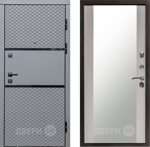 Входная металлическая Дверь Престиж Ромб Зеркало Лиственница белая в Троицк