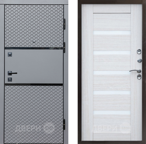 Входная металлическая Дверь Престиж Ромб Царга Лиственница белая в Троицк