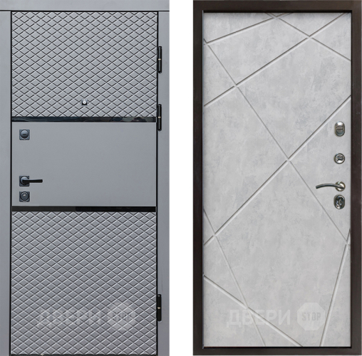 Входная металлическая Дверь Престиж Ромб Лучи Бетон светлый в Троицк
