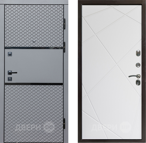 Входная металлическая Дверь Престиж Ромб Лучи Бетон белый в Троицк