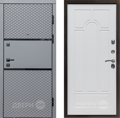 Входная металлическая Дверь Престиж Ромб Арка Белое дерево в Троицк