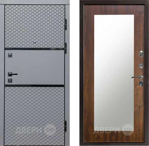 Входная металлическая Дверь Престиж Ромб Зеркло Пастораль Дуб в Троицк