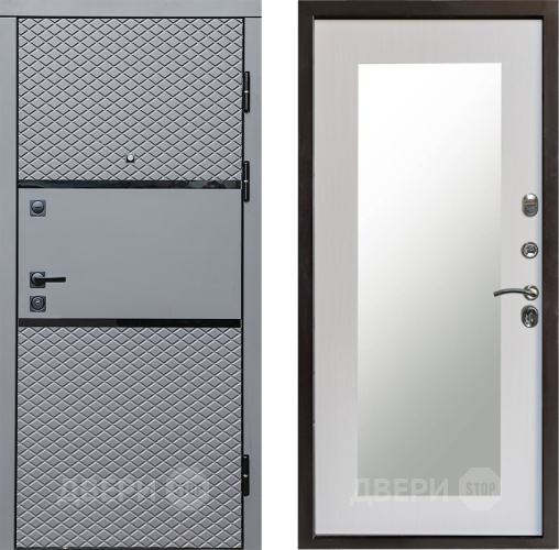 Входная металлическая Дверь Престиж Ромб Зеркло Пастораль Лиственница белая в Троицк