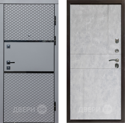 Входная металлическая Дверь Престиж Ромб Горизонт Бетон светлый в Троицк