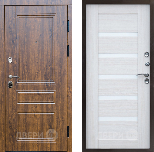 Входная металлическая Дверь Престиж Классика Дуб Царга Лиственница белая в Троицк