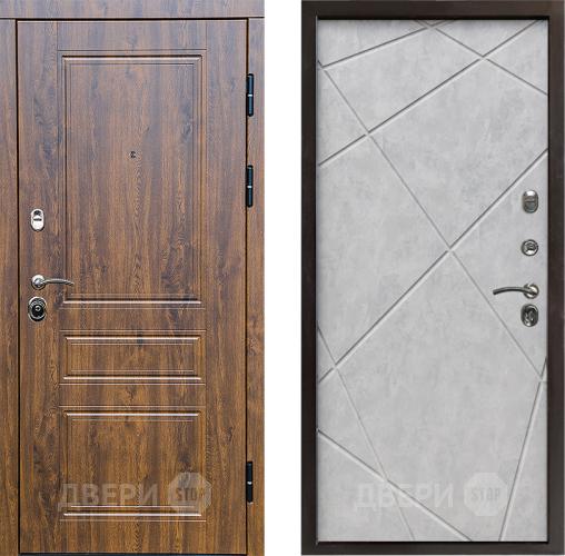 Входная металлическая Дверь Престиж Классика Дуб Лучи Бетон светлый в Троицк