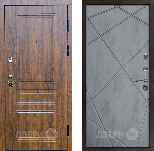 Входная металлическая Дверь Престиж Классика Дуб Лучи Бетон темный в Троицк