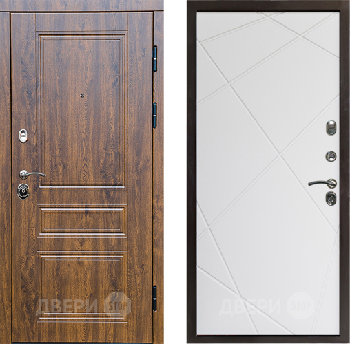 Входная металлическая Дверь Престиж Классика Дуб Лучи Бетон белый в Троицк