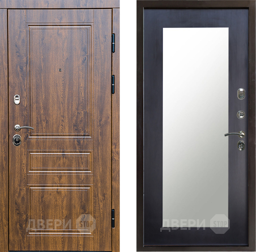 Входная металлическая Дверь Престиж Классика Дуб Зеркло Пастораль Венге в Троицк