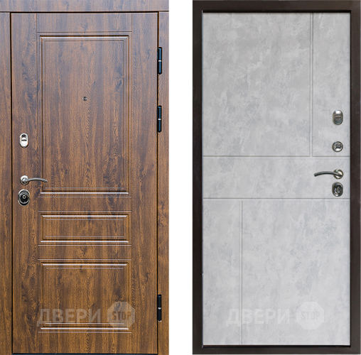 Входная металлическая Дверь Престиж Классика Дуб Горизонт Бетон светлый в Троицк