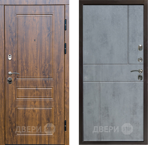 Входная металлическая Дверь Престиж Классика Дуб Горизонт Бетон темный в Троицк