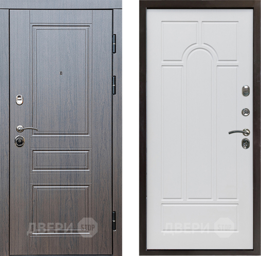 Входная металлическая Дверь Престиж Классика Венге Арка Белое дерево в Троицк