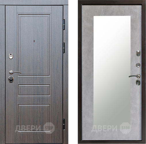 Входная металлическая Дверь Престиж Классика Венге Зеркло Пастораль Бетон светлый в Троицк