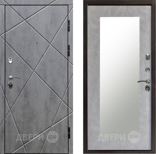 Входная металлическая Дверь Престиж Лучи Зеркло Пастораль Бетон светлый в Троицк