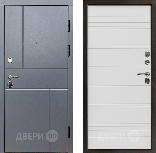 Входная металлическая Дверь Престиж Горизонт Грэй Line Белый в Троицк