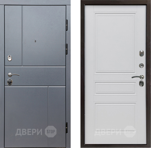 Входная металлическая Дверь Престиж Горизонт Грэй Классика Белый матовый в Троицк