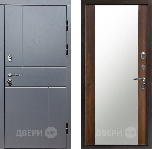Входная металлическая Дверь Престиж Горизонт Грэй Зеркало Дуб в Троицк